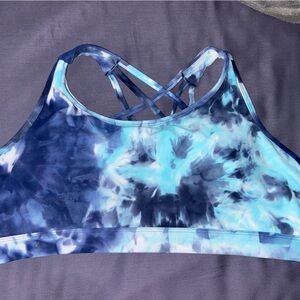 Tie dye strappy sports bra